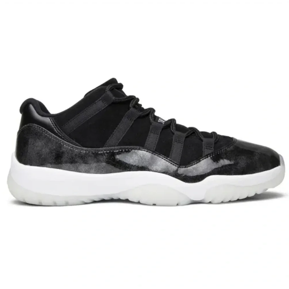 Nike Air Jordan 11 Retro Low Barons Sneakers Black Metallic Silver Men’s Size 11